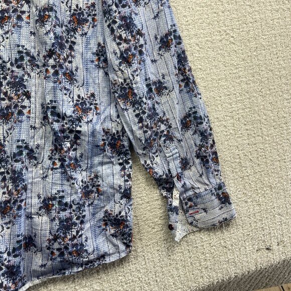 7 Downie St. Blue Floral AOP Long Sleeve Button-down Men’s Shirt Sz 7 Preppy - Picture 13 of 15